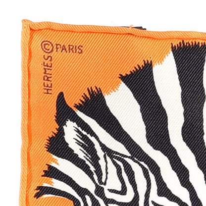 Hermes Silk Carre Zebra Pegasus Nano Scarf 20 Orange Vif Black 6 of 10