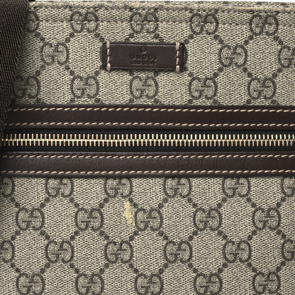 Gucci GG Supreme Monogram Selleria Calfskin Small Flat Side Zip Messenger Bag Beige Ebony Cocoa Dark Chocolate 9 of 12