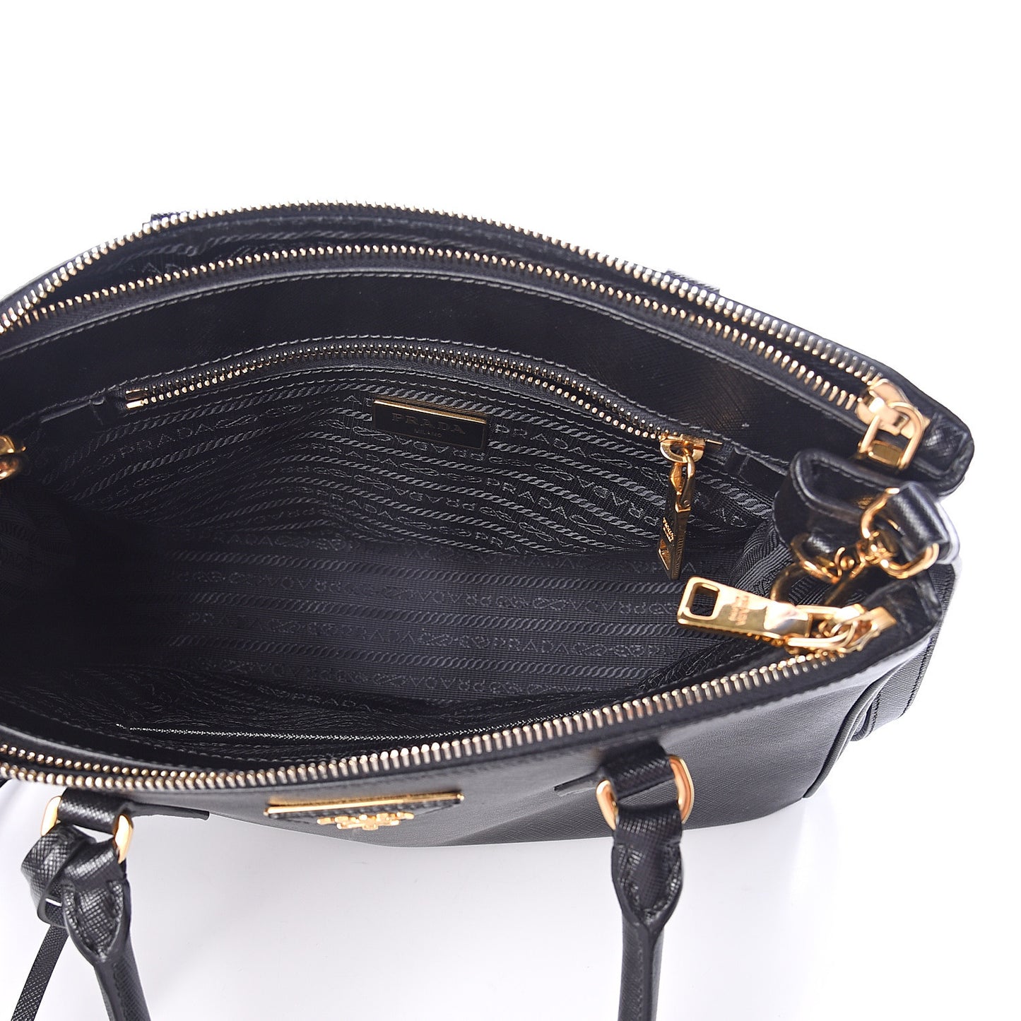 Saffiano Small Galleria Double Zip Tote Black