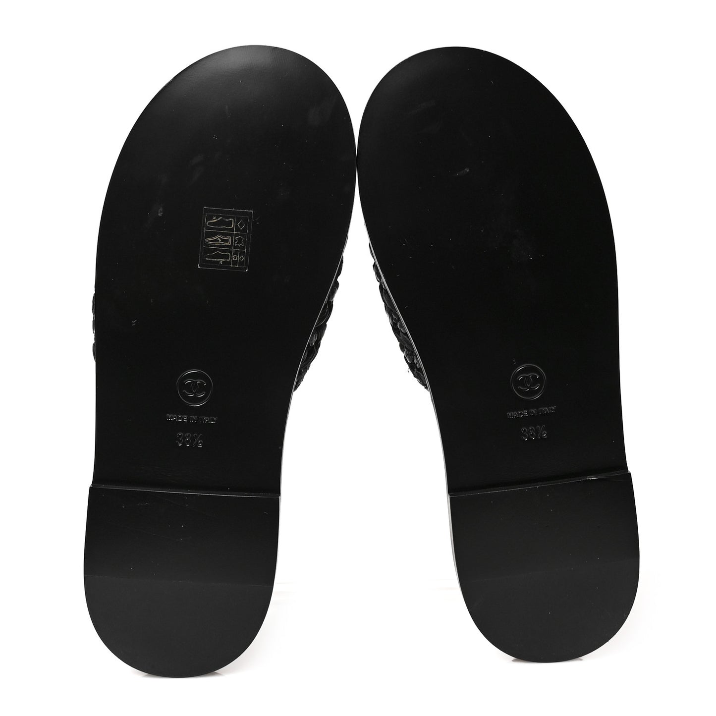 Raffia Crystal CC Mules Sandals 38.5 Black