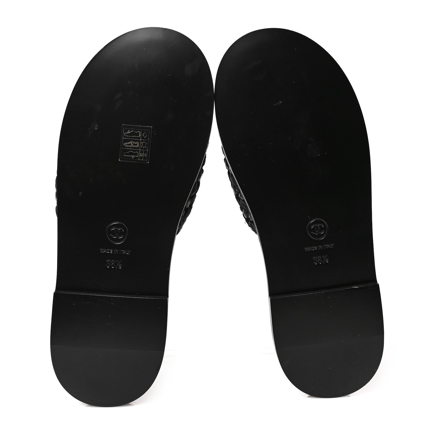 Chanel Raffia Crystal CC Mules Sandals 38.5 Black 5 of 9