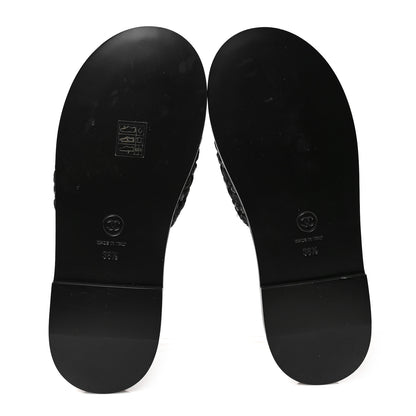 Chanel Raffia Crystal CC Mules Sandals 38.5 Black 5 of 9