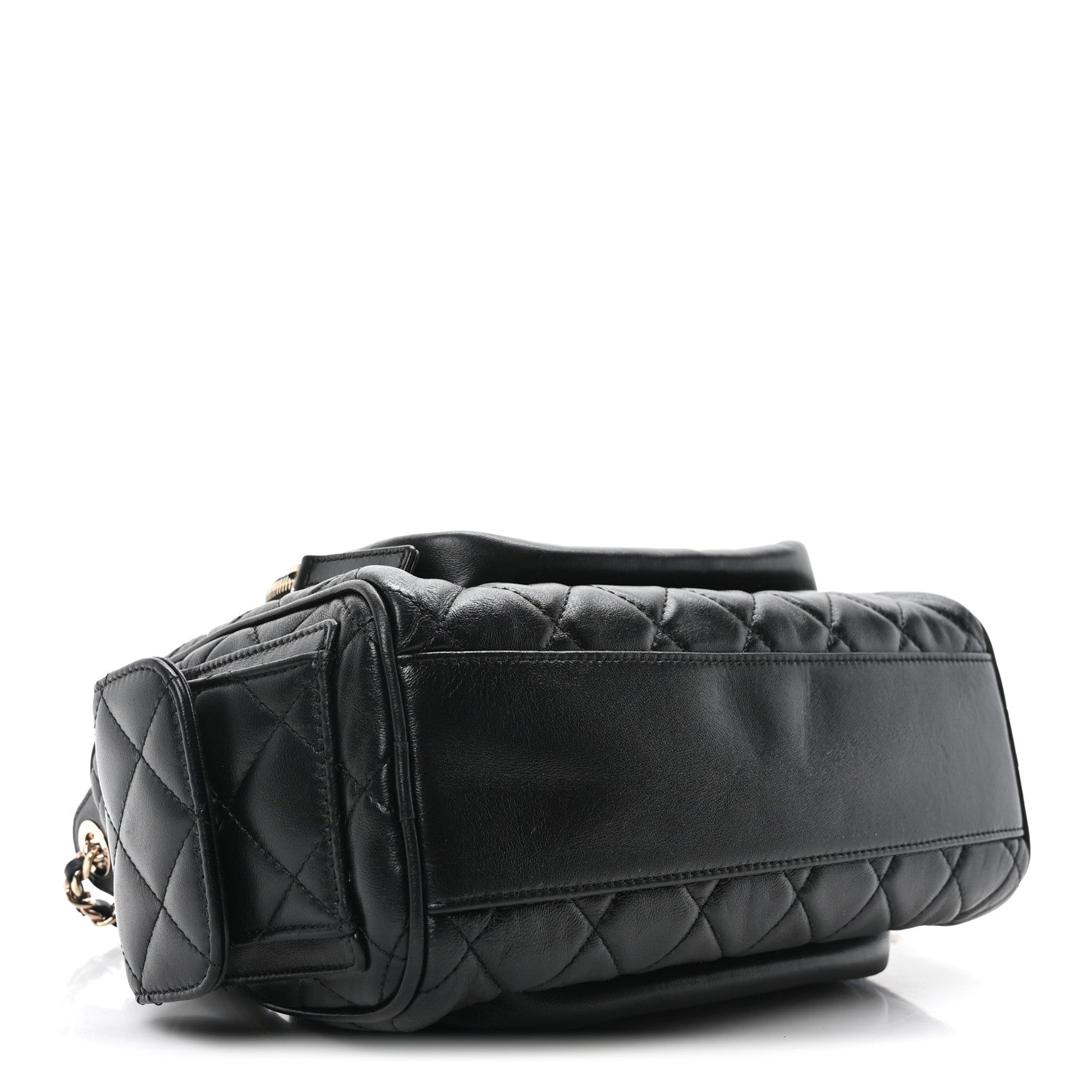 Chanel Shiny Crumpled Lambskin Quilted Medium Preppy Pocket Camera Case Black 4 of 10
