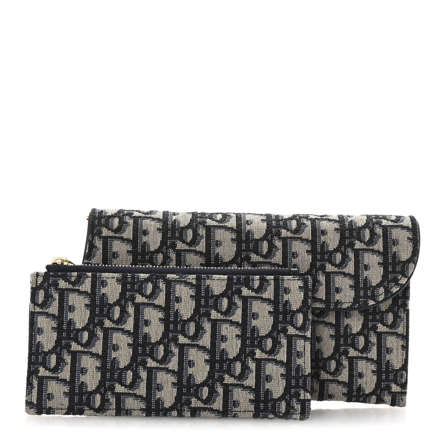 Christian Dior Oblique Saddle Chain Long Wallet Blue 3 of 9