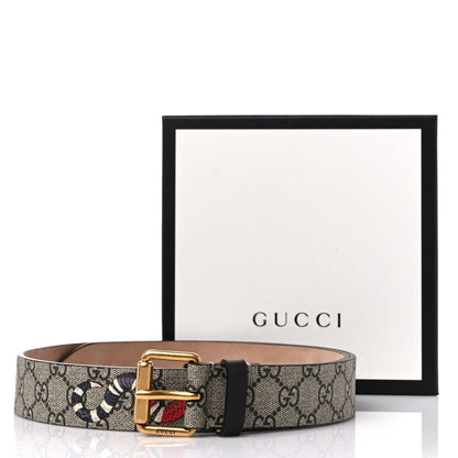 Gucci GG Supreme Monogram Selleria Calfskin Kingsnake 35mm Belt 90 36 Beige Ebony Multicolor Cocoa 8 of 8