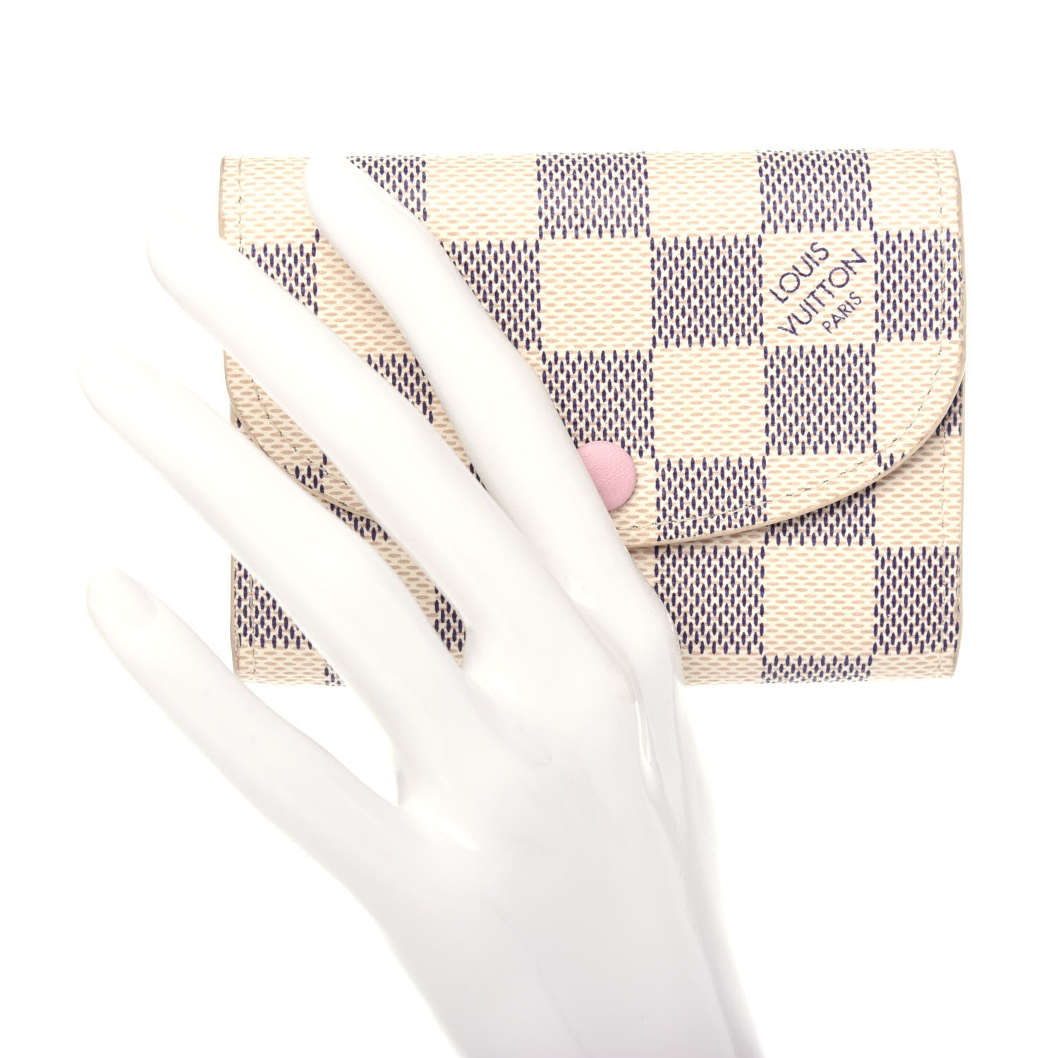 Louis Vuitton Damier Azur Rosalie Coin Purse Rose Ballerine 2 of 7