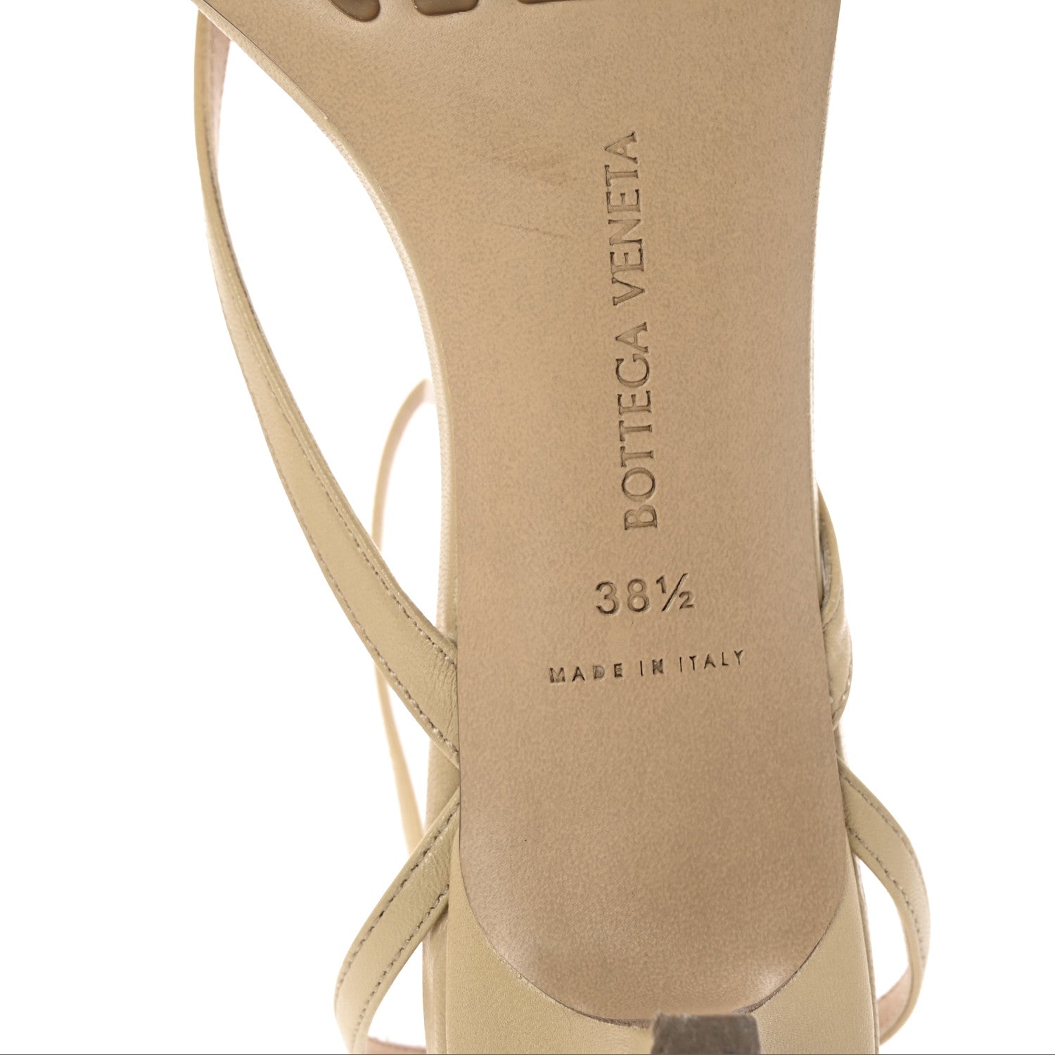 Bottega Veneta Lambskin Stretch Multi Strap 35mm Sandals 38.5 Cane Sugar 7 of 9