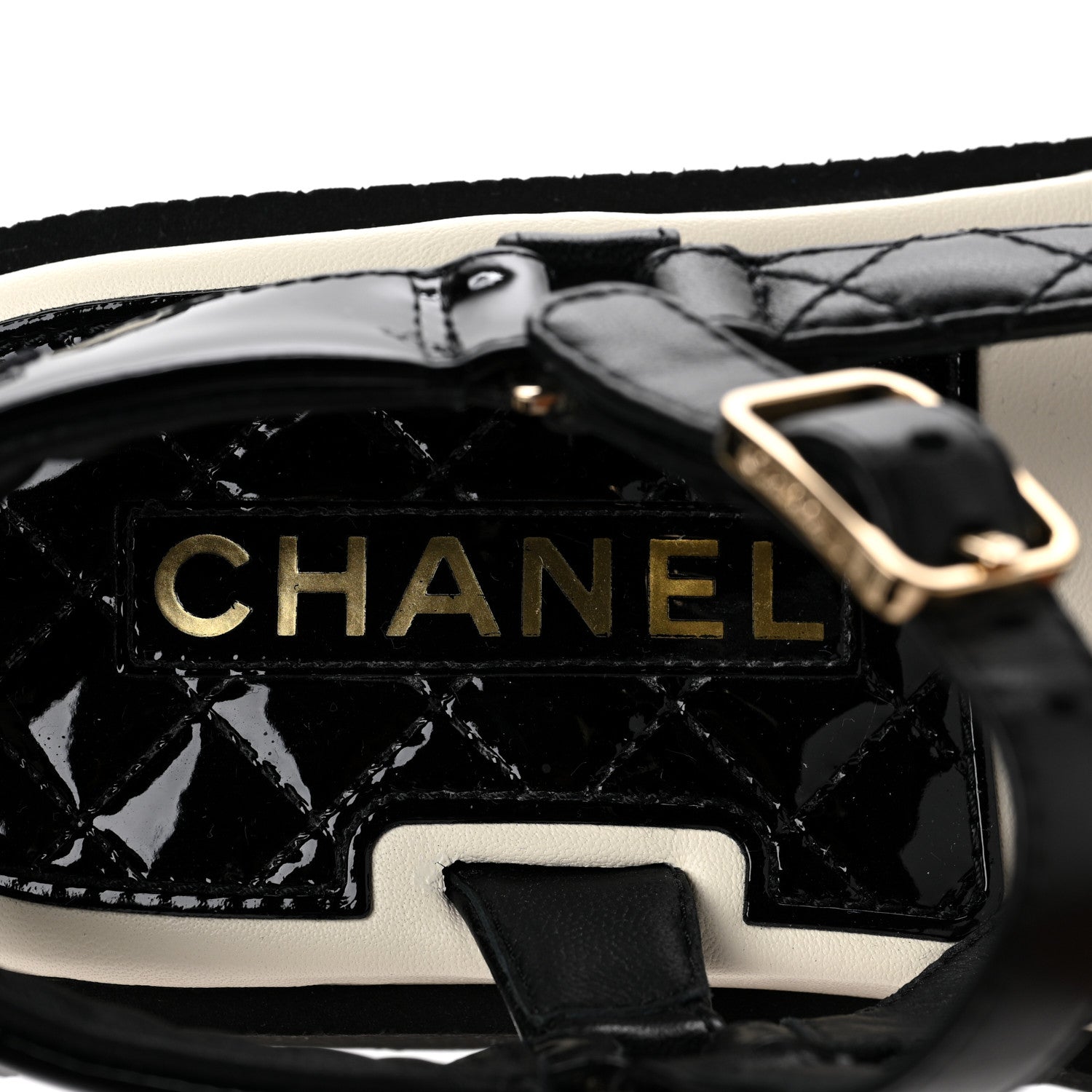 Chanel Lambskin Logo Platform Sandals 37 Black White 9 of 10