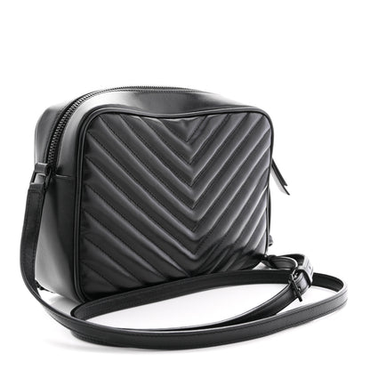 Saint Laurent Calfskin Matelasse Monogram Monochrome Lou Camera Bag Black 3 of 13
