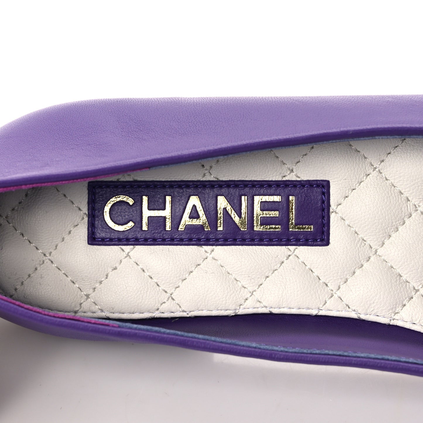Lambskin Calfskin Cap Toe Ankle Chain Ballerina Flats 37.5 Purple