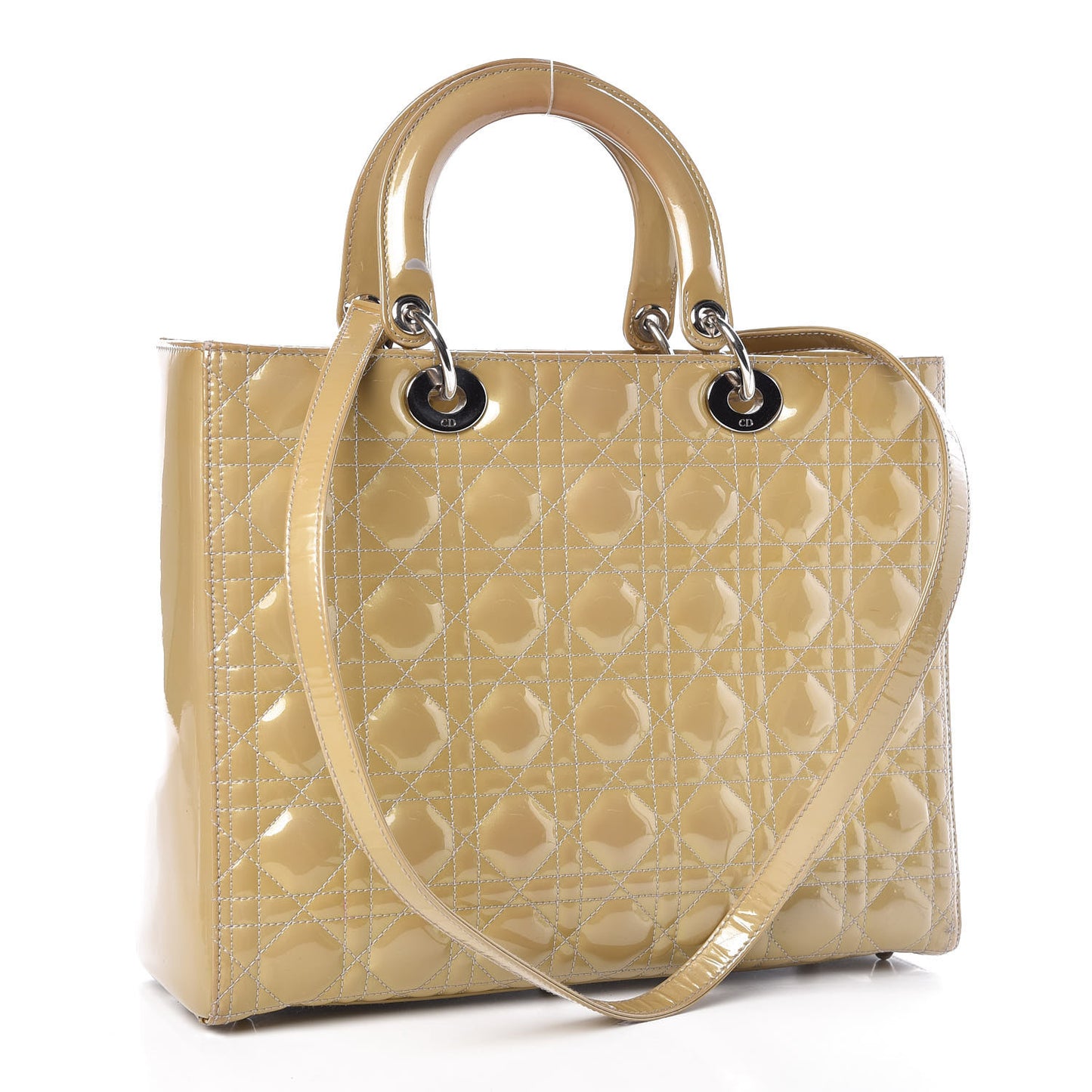 Patent Cannage Large Lady Dior Beige
