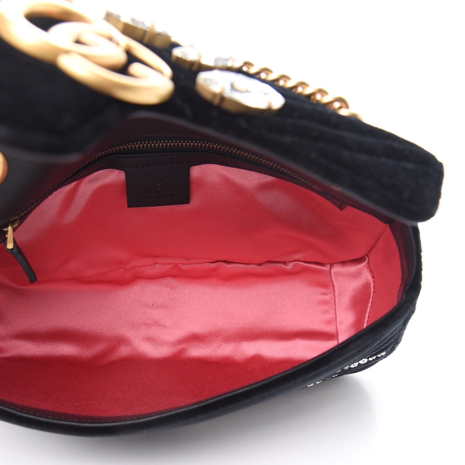 Gucci Velvet Matelasse Marquise Crystals Embroidered Small GG Marmont Shoulder Bag Black 5 of 10