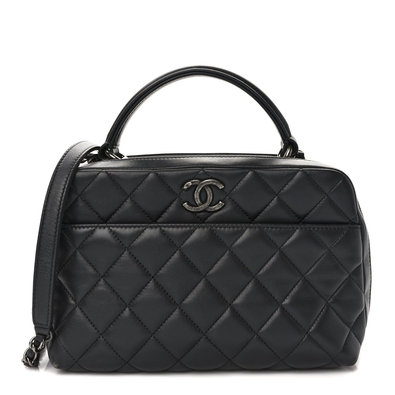 Chanel Lambskin Quilted Medium Trendy CC Bowling Bag Dark Grey 1 of 11