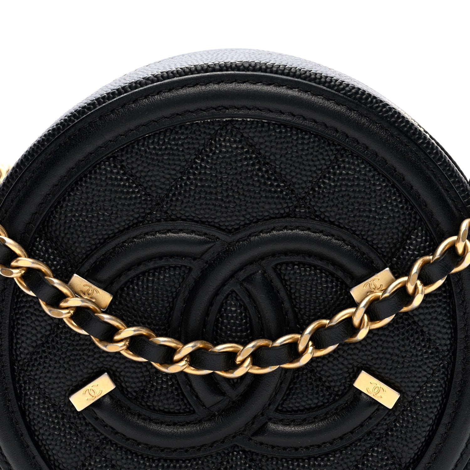 Chanel Caviar Quilted Round Filigree Crossbody Black 8 of 10