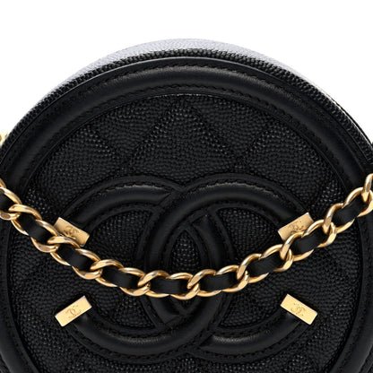 Chanel Caviar Quilted Round Filigree Crossbody Black 8 of 10