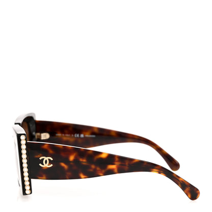 Chanel Acetate Polarized Pearl Rectangle Sunglasses 5480-H-A Tortoise 3 of 9