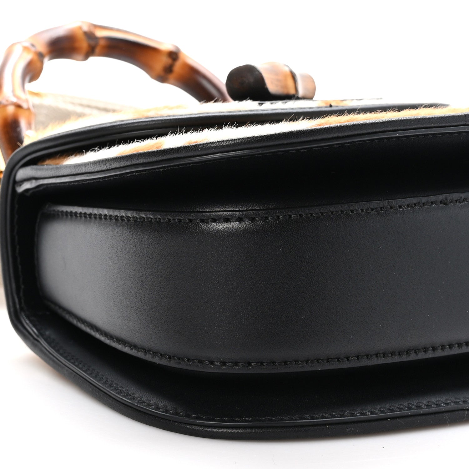 Gucci Calfskin Pony Hair Giraffe Print Mini Bamboo 1947 Top Handle  Bag  Beige Black Multicolor 10 of 12