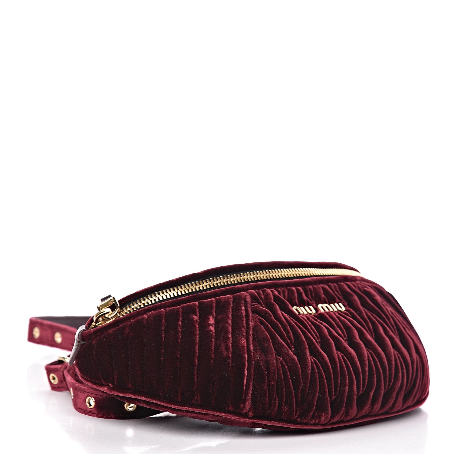 Miu Miu Velluto Matelasse Rider Belt Bag Bordeaux 476555