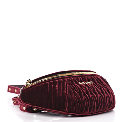 Miu Miu Velluto Matelasse Rider Belt Bag Bordeaux 4 of 10