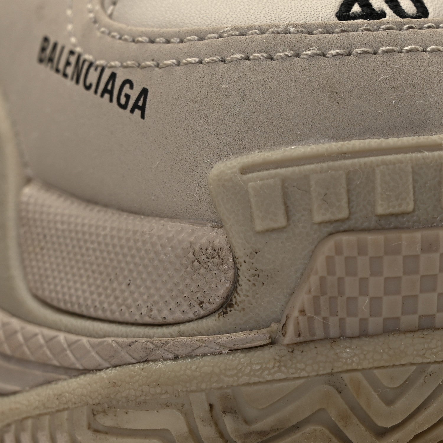 Balenciaga Technical Fabric Allover Logo Mens Triple S Sneakers 40 Beige Black 8 of 8
