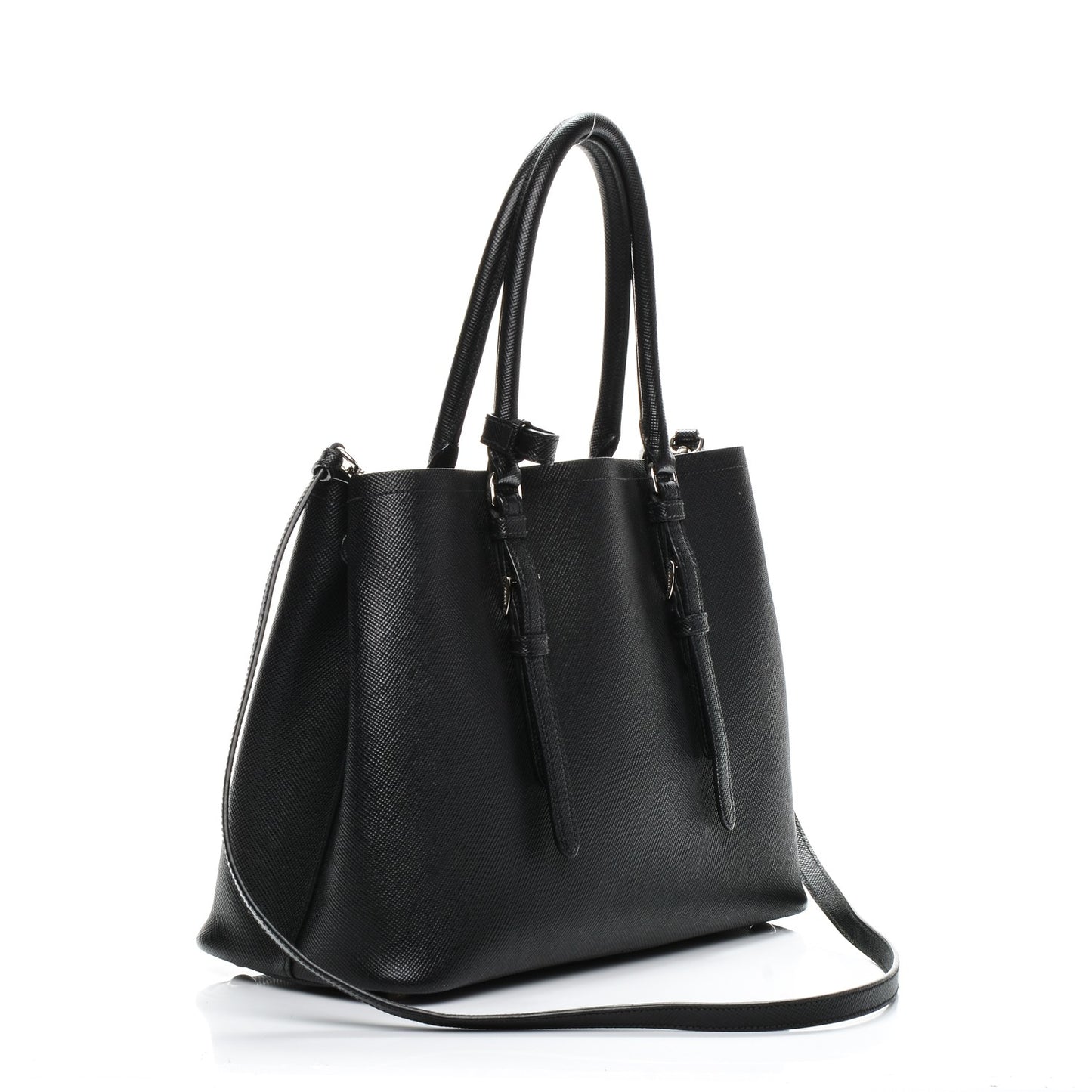 Saffiano Cuir Small Double Handle Tote Black