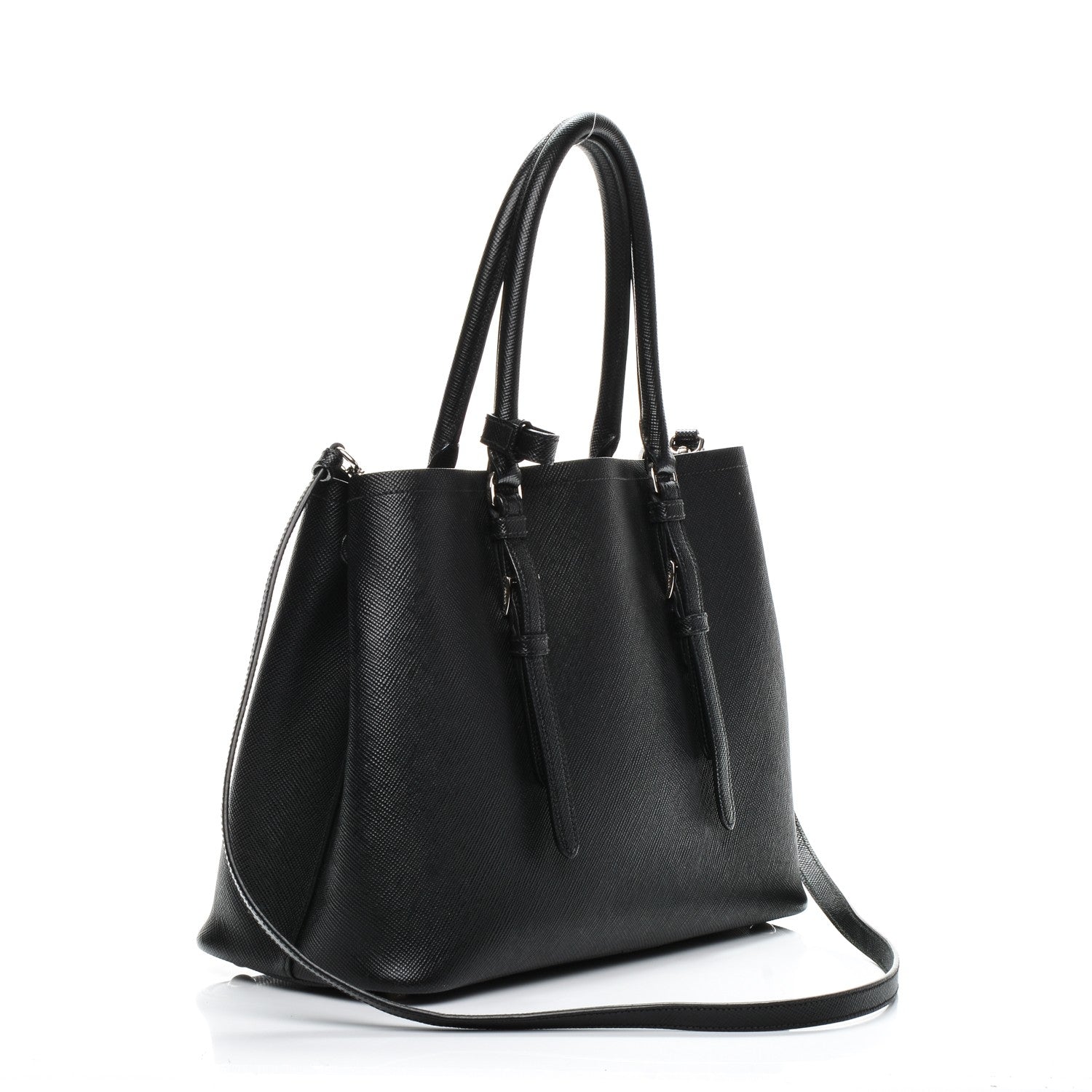 Prada Saffiano Cuir Small Double Handle Tote Black 3 of 6