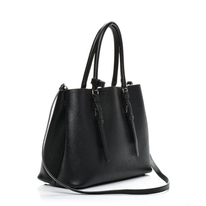 Prada Saffiano Cuir Small Double Handle Tote Black 3 of 6