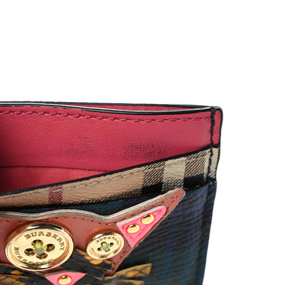 Burberry Calfskin Haymarket Check Cat Appliqué Card Case Multicolor 13 of 16
