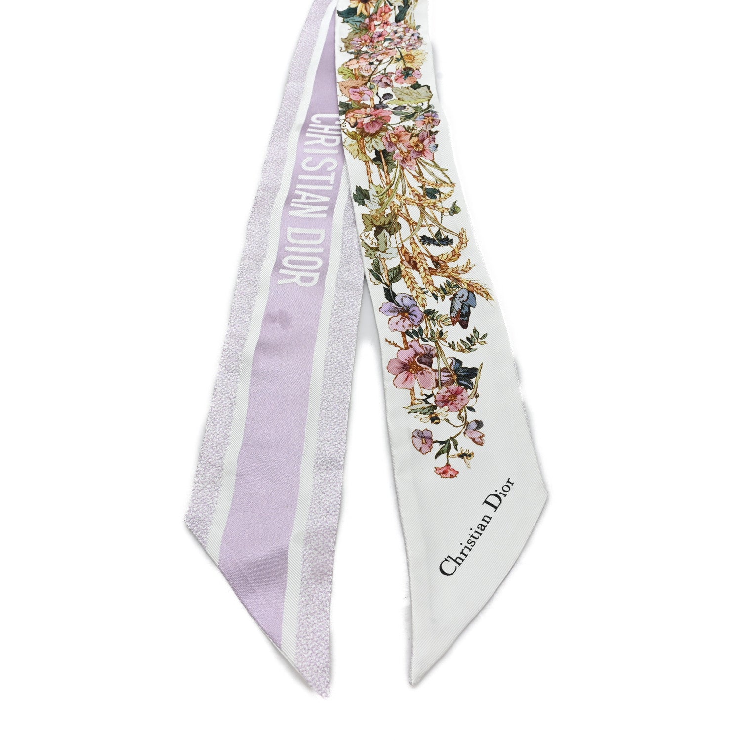 Christian Dior Silk Floral Mitzah Scarf Light Purple Multicolor