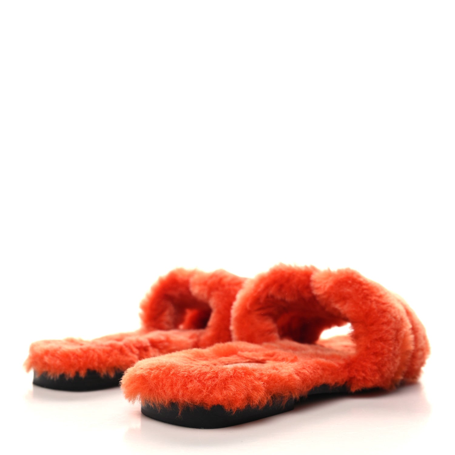 Hermes Woolskin Oran Sandals 37 Orange 4 of 7