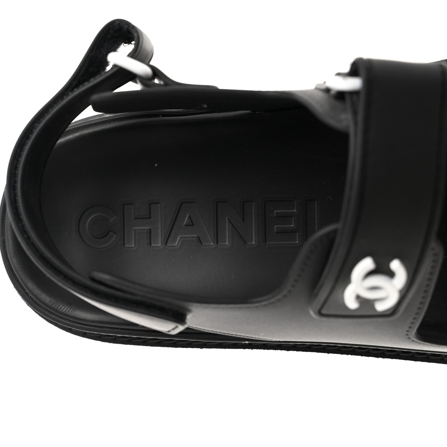 Chanel Rubber CC Dad Sandals 35 Black 6 of 8