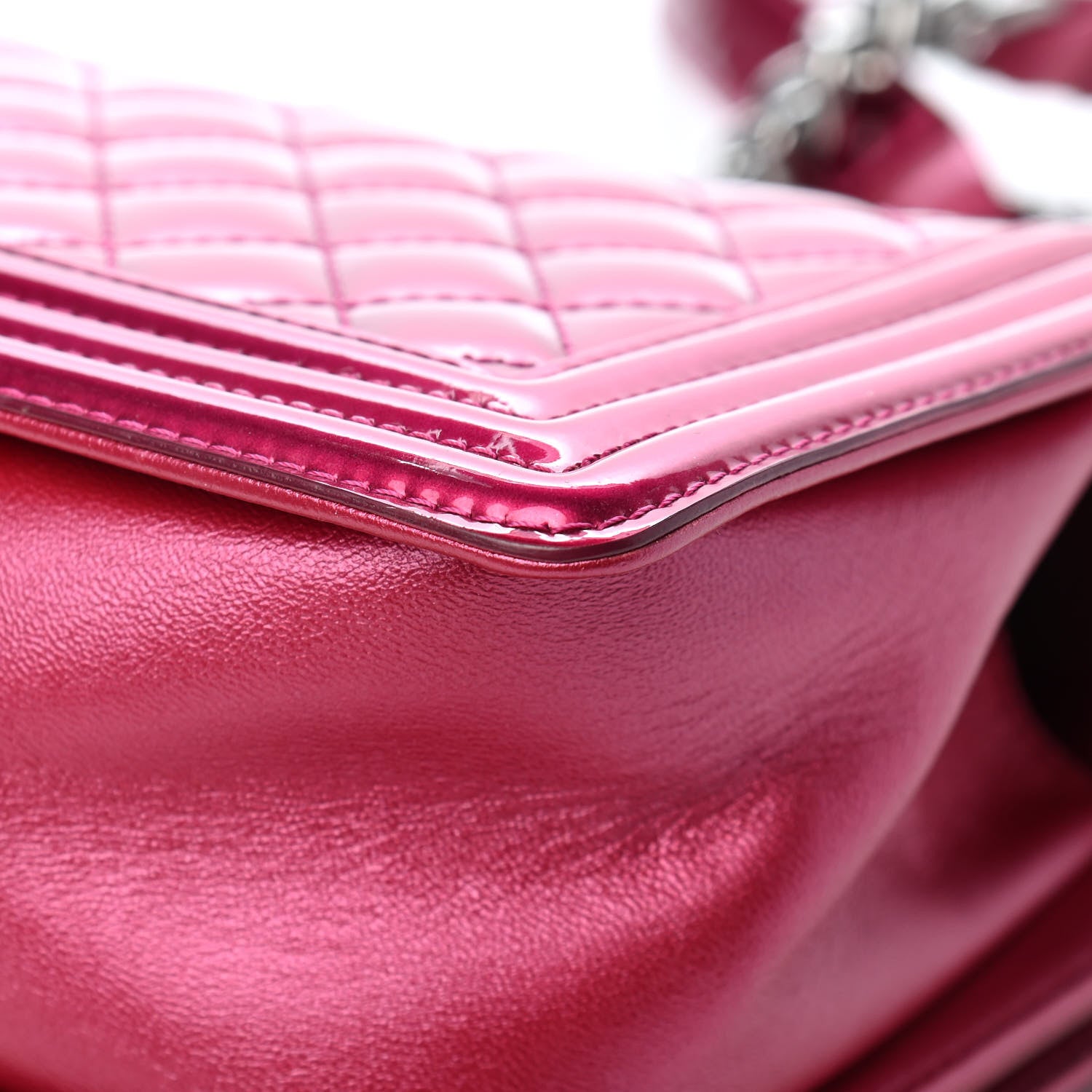 Chanel Metallic Patent Calfskin Quilted Medium Boy Flap Pink 11 of 19