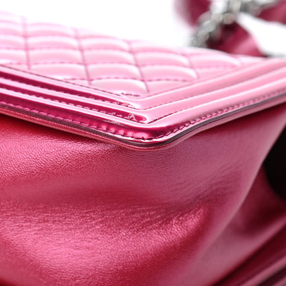 Chanel Metallic Patent Calfskin Quilted Medium Boy Flap Pink 11 of 19