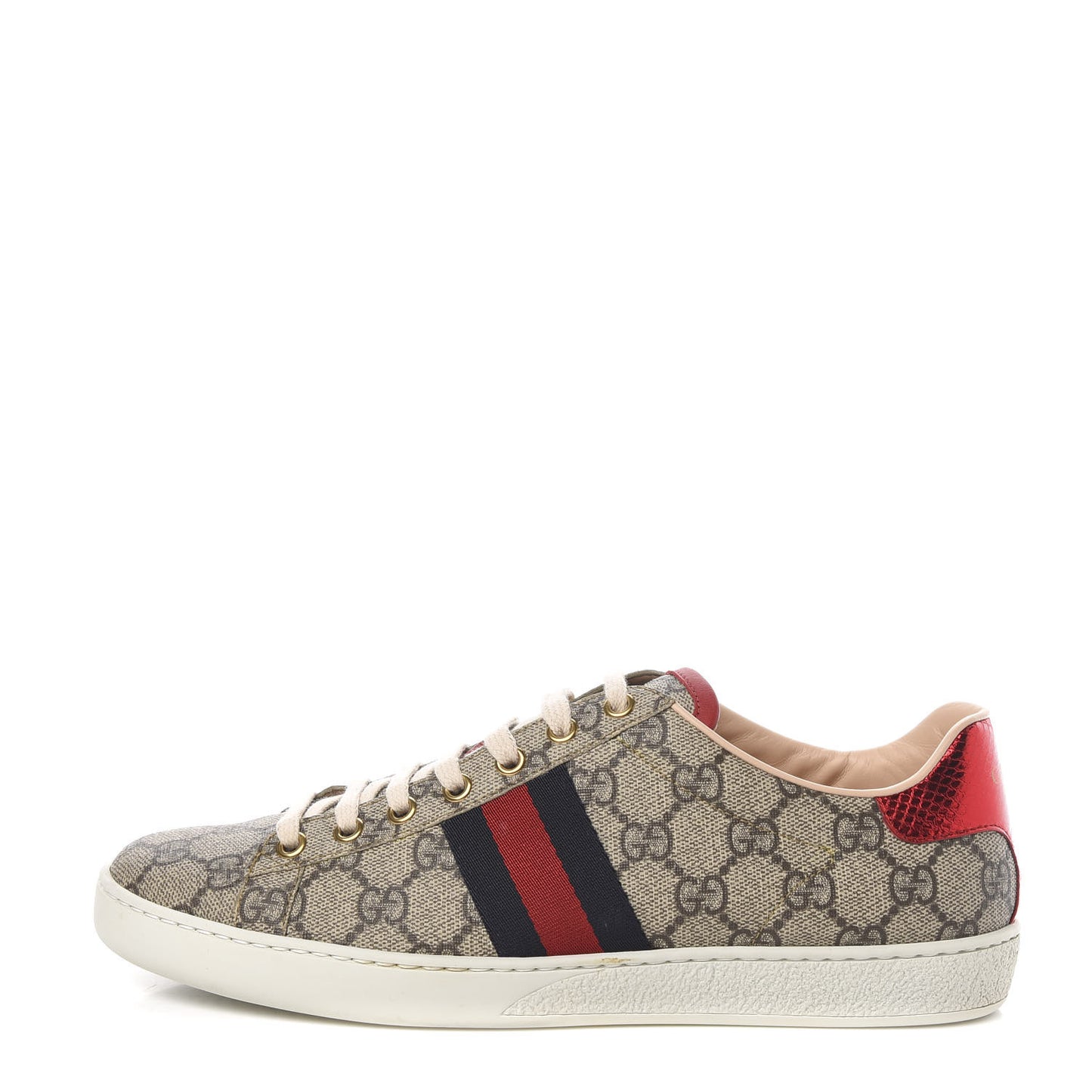 GG Supreme Monogram Womens Ace Low-Top Sneaker 38.5 Beige