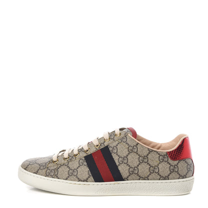 Gucci GG Supreme Monogram Womens Ace Low-Top Sneaker 38.5 Beige 1 of 10