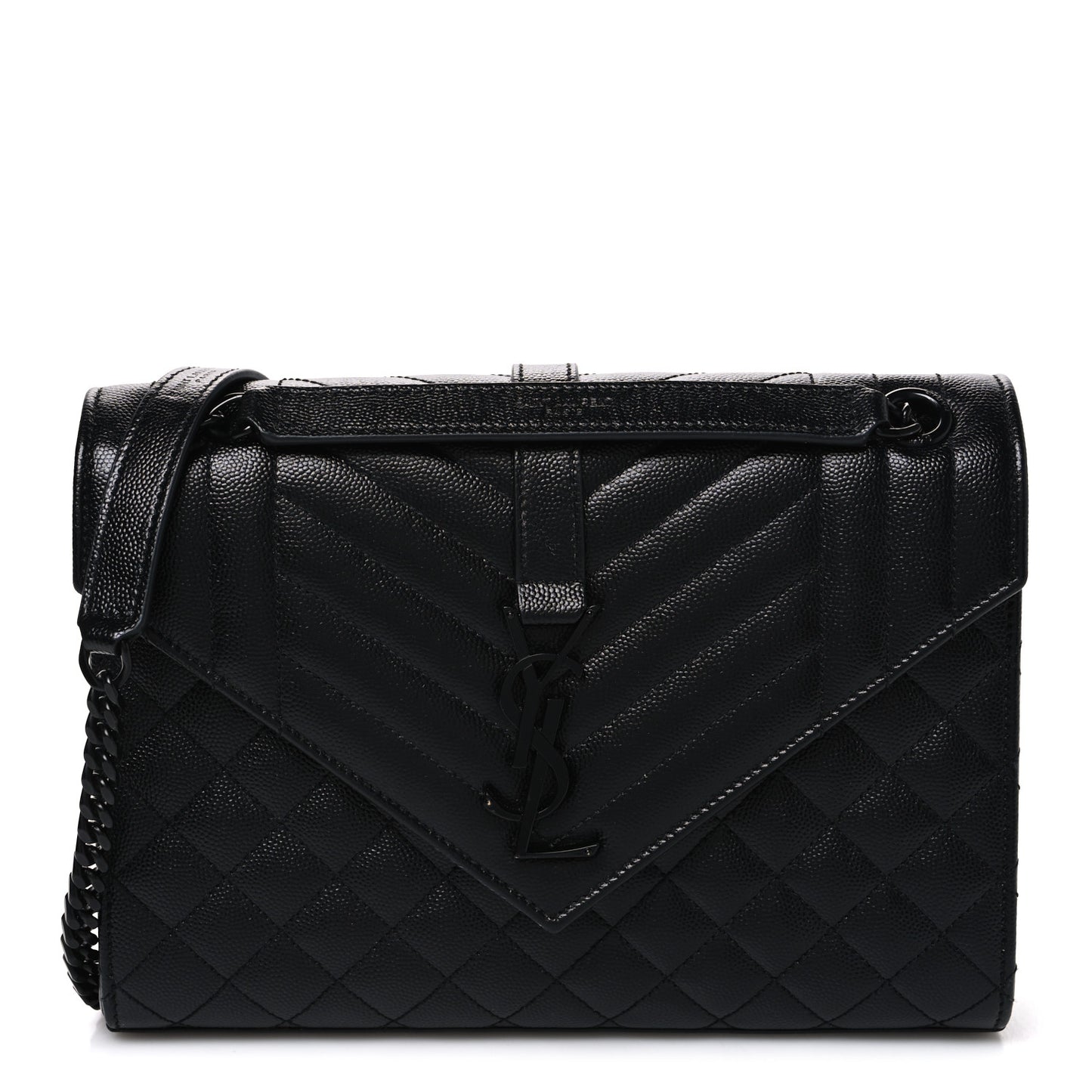 Grain De Poudre Textured Mixed Matelasse Triquilt Medium Monogram Monochrome Satchel Black