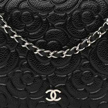 Chanel Caviar Camellia Embossed Wallet On Chain WOC Black 9 of 11