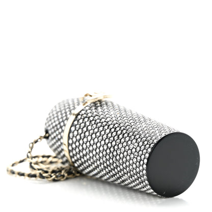 Chanel Metal Resin Lambskin Crystal Lipstick Case Long Necklace On Chain Silver Black Gold 4 of 12