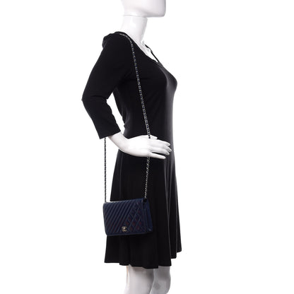 Chanel Patent Quilted Coco Boy Wallet On Chain WOC Blue 2 of 10