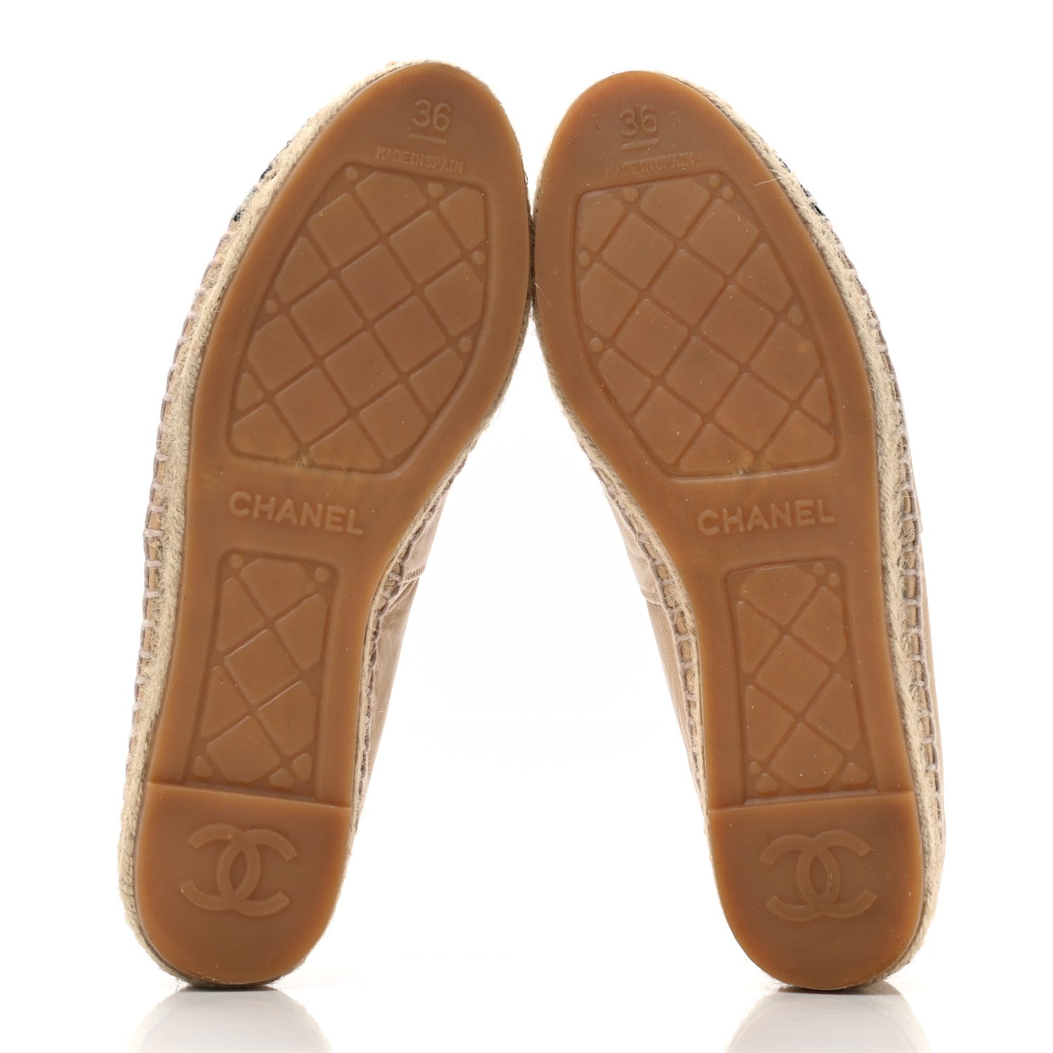 Chanel Lambskin CC Espadrilles 36 Beige Black 5 of 10