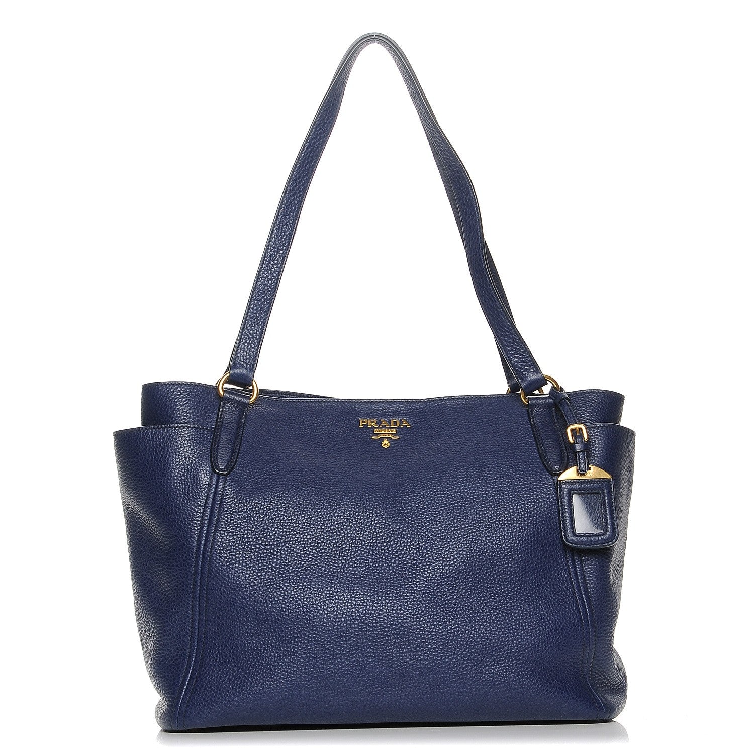 Prada Vitello Daino Side Pocket Shoulder Bag Inchiostro 1 of 8
