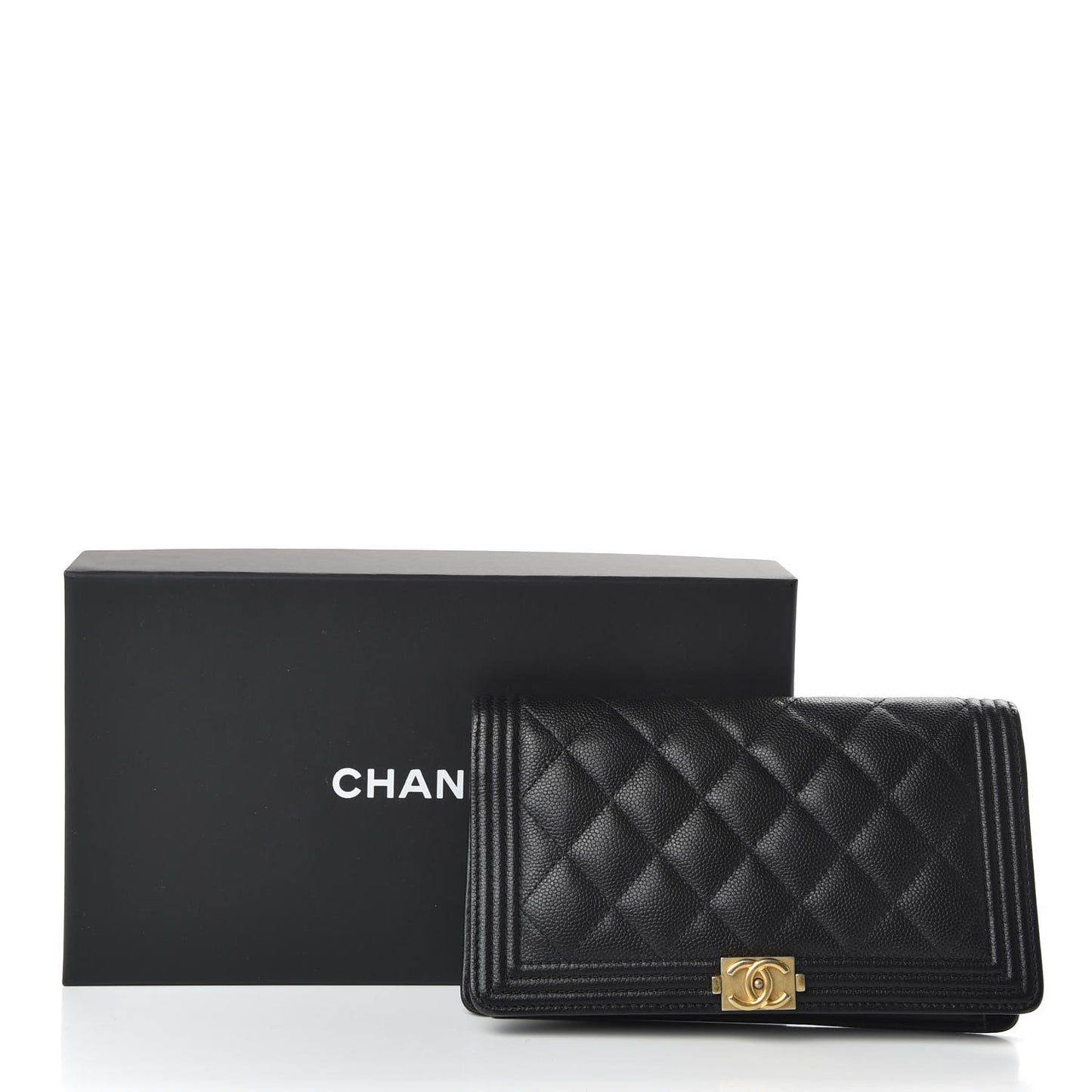 Caviar Quilted Boy Yen Wallet Black