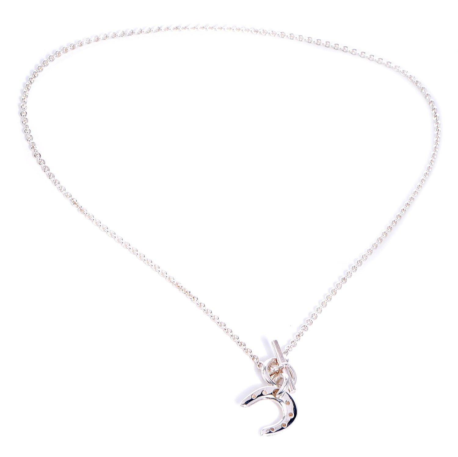 Hermes Sterling Silver Horseshoe Toggle Necklace 3 of 7