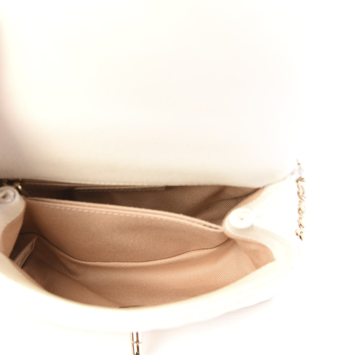 Iridescent Caviar Quilted Extra Mini Coco Handle Flap Ivory