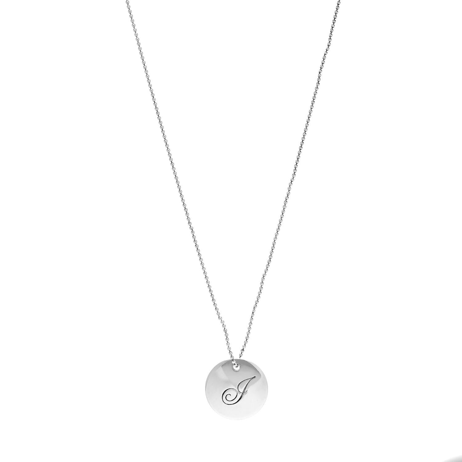 Tiffany Sterling Silver Letter J Disc Pendant Necklace 1 of 6