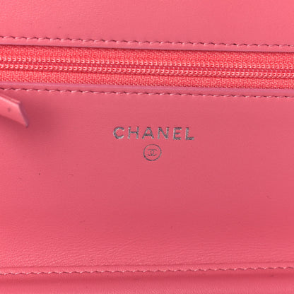 Chanel Calfskin Chevron Quilted Boy Wallet On Chain WOC Pink 11 of 13