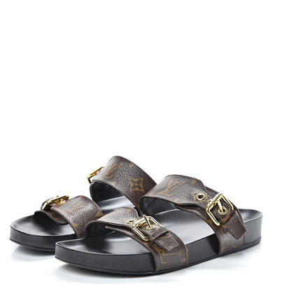 Louis Vuitton Monogram Bom Dia Mule Sandals 37 Black 3 of 12