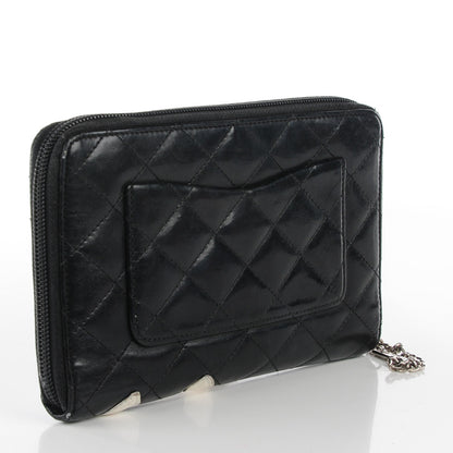 Chanel Calfskin Cambon Zip Around Organizer Wallet Black White 3 of 8