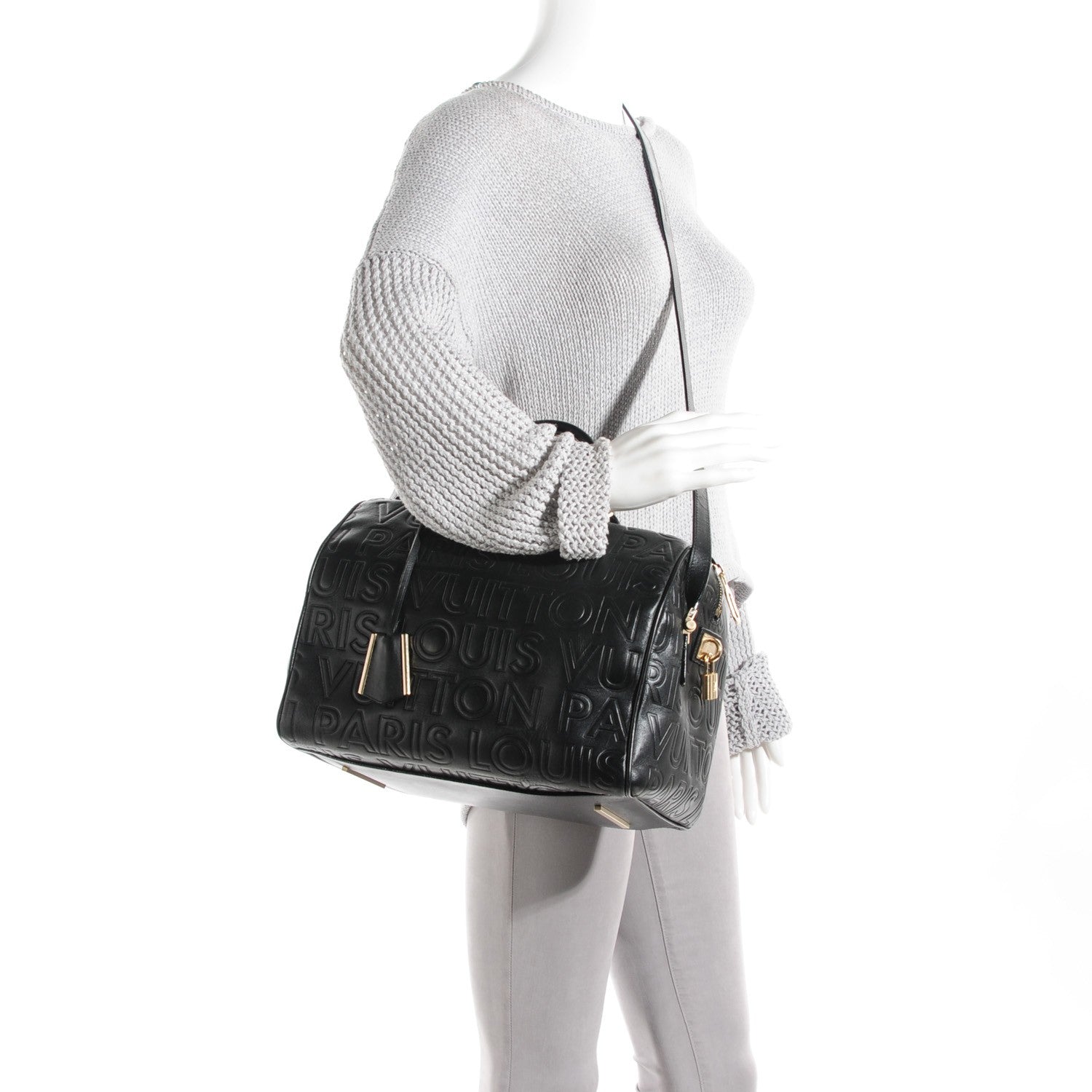 Louis Vuitton Calfskin Embossed Speedy Cube 30 Black 2 of 7