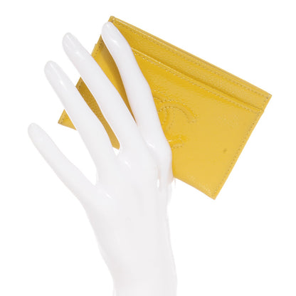 Chanel Patent Grained Calfskin Timeless CC Card Holder Yellow 2 of 7